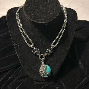 Turquoise peacock pendant necklace
